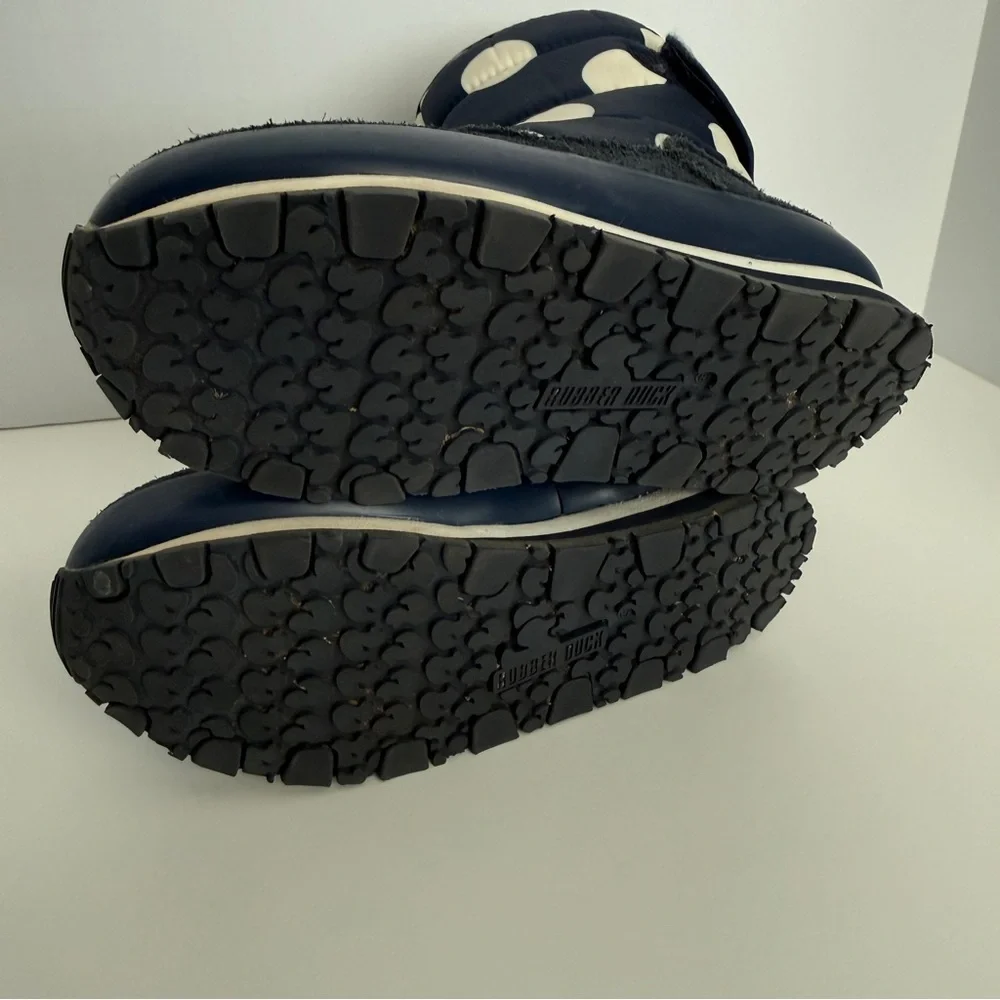 Rubber Duck | Girl’s Polka Dot Winter Boots | Size 12 | Navy and White